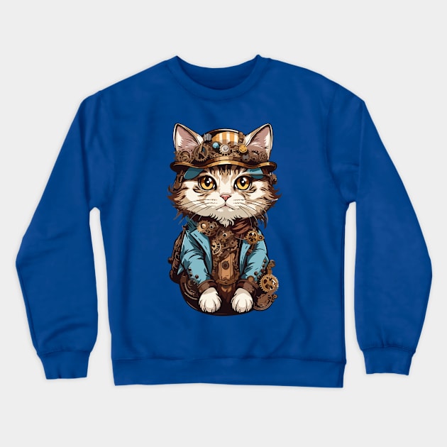 Steampunk, Cat venturer, Victorian Cat Crewneck Sweatshirt by CatCoconut-Art